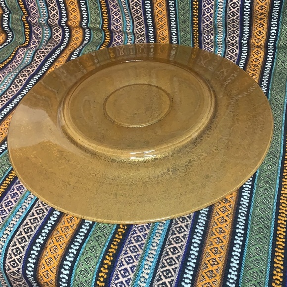 Art Deco 24k gold embossed glass chip dip / veggie / fruit tray & dish - Picture 9 of 13